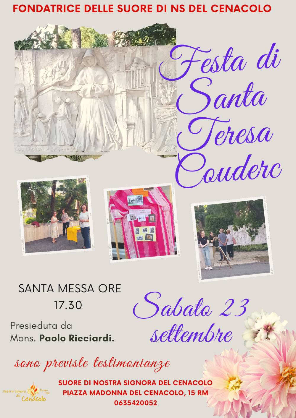 Invito Festa di Santa Teresa Couderc